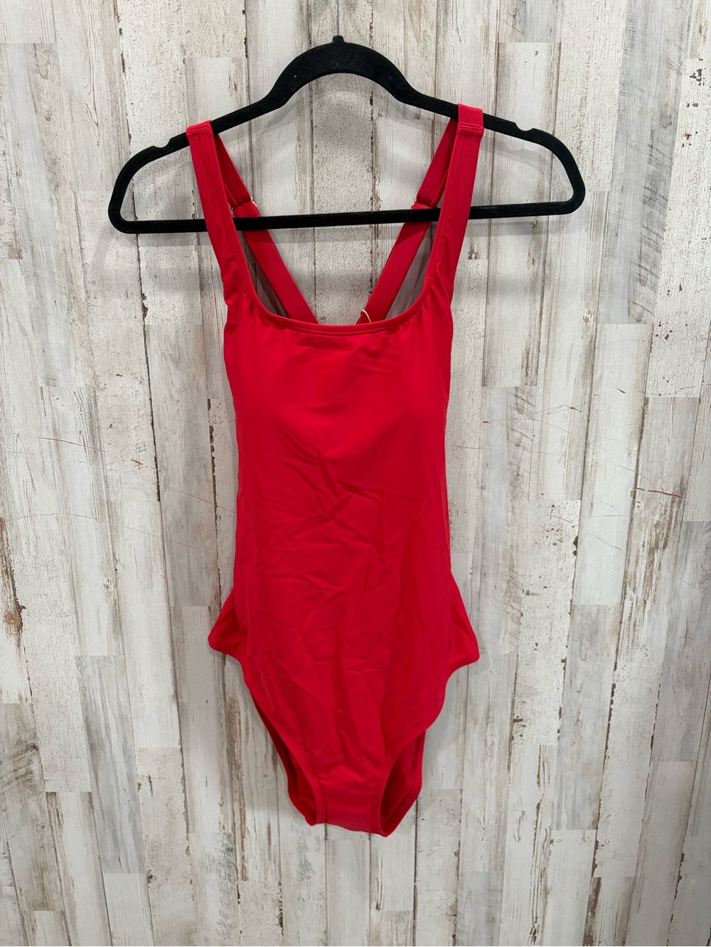 New Quince Italian Cross Back One Piece Swimsuit Cherry Red Large Classy